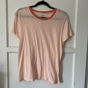 Madewell Light Pink Slub Tee with Contrast Collar